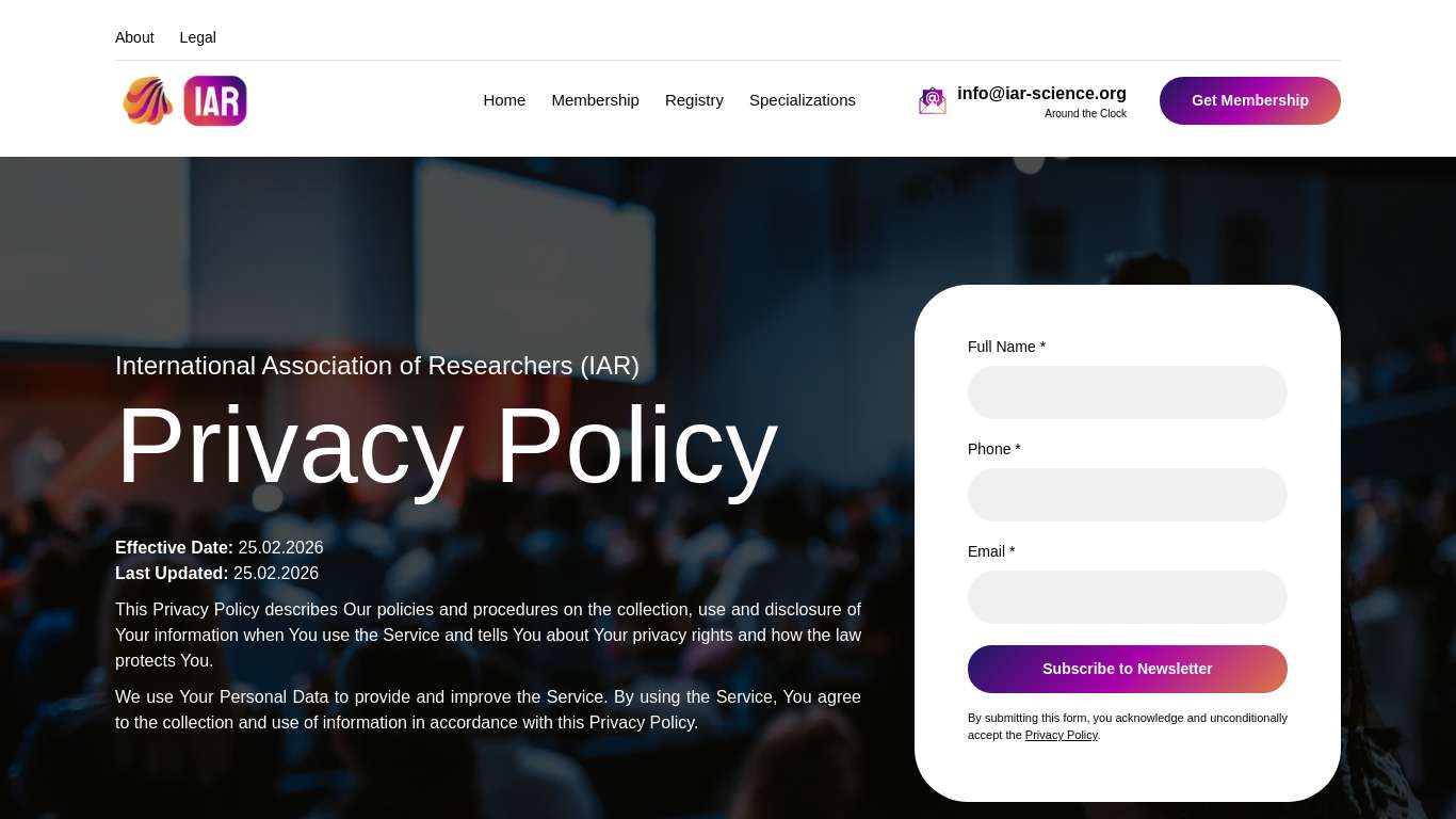 IAR | Privacy policy
